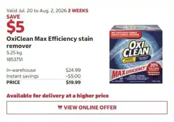 Costco OxiClean Max Efficiency stain remover offer