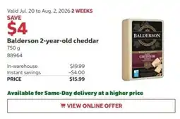 Costco Balderson 2-year-old cheddar offer