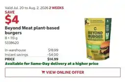 Costco Beyond Meat plant-based burgers offer