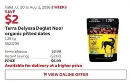 Costco Terra Delyssa Deglet Noor organic pitted dates offer