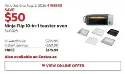 Costco Ninja Flip 10-in-1 toaster oven offer
