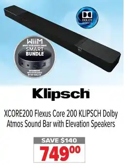 2001 Audio Video XCORE200 Flexus Core 200 KLIPSCH Dolby Atmos Sound Bar with Elevation Speakers offer