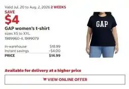 Costco Gap women's t-shirt offer