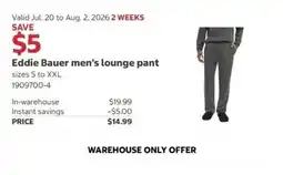 Costco Eddie Bauer men's lounge pant offer