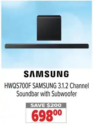 2001 Audio Video HWQS700F SAMSUNG 3.1.2 Channel Soundbar with Subwoofer offer