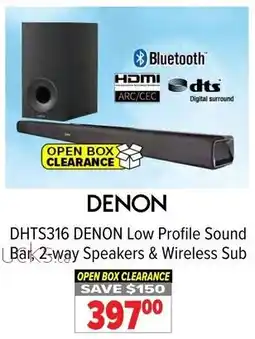 2001 Audio Video DHTS316 DENON Low Profile Sound Bar 2-way Speakers & Wireless Sub offer