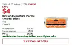 Costco Kirkland Signature marble cheddar slices offer