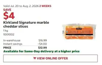 Costco Kirkland Signature marble cheddar slices offer