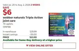 Costco webber naturals Triple Action joint care offer