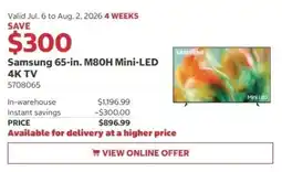 Costco Samsung 65-in. M80H Mini-LED 4K TV offer