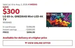 Costco LG 65-in. QNED84B Mini-LED 4K TV offer