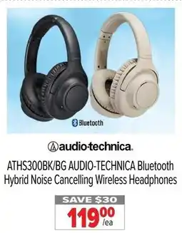2001 Audio Video ATHS300BK/BG AUDIO-TECHNICA Bluetooth Hybrid Noise Cancelling Wireless Headphones offer