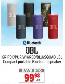 2001 Audio Video GRIPBK/PUR/WH/RED/BLU/SQUAD JBL Compact portable Bluetooth speaker offer