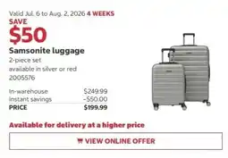 Costco Samsonite luggage offer