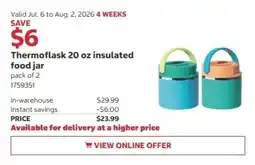 Costco Thermoflask 20 oz insulated food jar offer