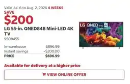Costco LG 55-in. QNED84B Mini-LED 4K TV offer