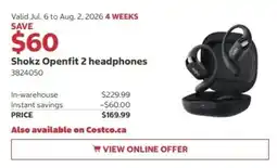 Costco Shokz Openfit 2 headphones offer