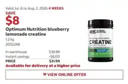 Costco Optimum Nutrition blueberry lemonade creatine offer