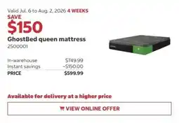 Costco GhostBed queen mattress offer