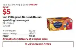 Costco San Pellegrino Naturali Italian sparkling beverages offer