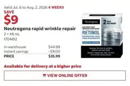 Costco Neutrogena rapid wrinkle repair offer