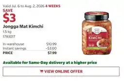 Costco Jongga Mat Kimchi offer