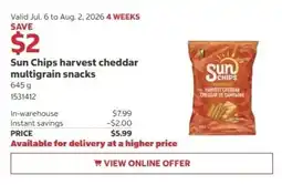Costco Sun Chips harvest cheddar multigrain snacks offer