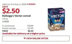 Costco Kellogg's Vector cereal offer