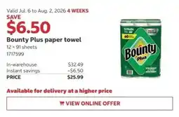 Costco Bounty Plus paper towel offer