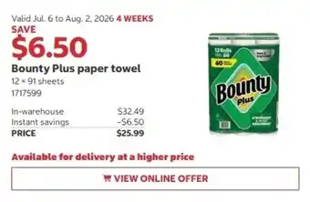 Costco Bounty Plus paper towel offer