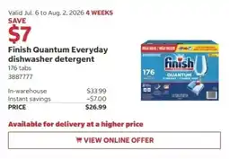 Costco Finish Quantum Everyday dishwasher detergent offer