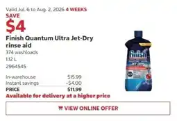 Costco Finish Quantum Ultra Jet-Dry rinse aid offer