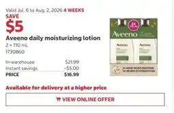 Costco Aveeno daily moisturizing lotion offer