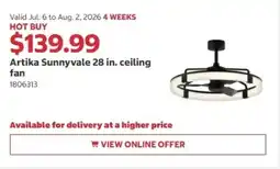 Costco Artika Sunnyvale 28 in. ceiling fan offer
