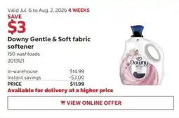Costco Downy Gentle & Soft fabric softener offer