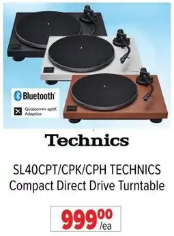 2001 Audio Video SL40CPT/CPK/CPH TECHNICS Compact Direct Drive Turntable offer
