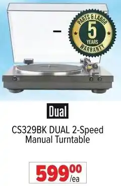 2001 Audio Video CS329BK DUAL 2-Speed Manual Turntable offer