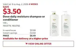 Costco Dove daily moisture shampoo or conditioner offer