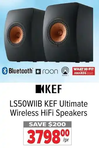 2001 Audio Video LS50WIIB KEF Ultimate Wireless HiFi Speakers offer