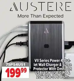 2001 Audio Video AUSTERE VII Series Power 4-Outlet Wall Charger & Surge Protector With Omniport USB 7SPS4US1 offer