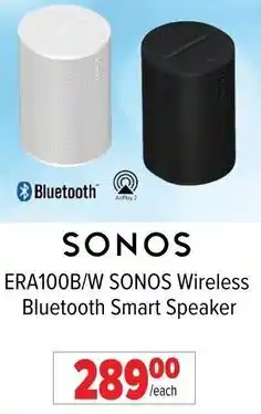 2001 Audio Video ERA100B/W SONOS Wireless Bluetooth Smart Speaker offer
