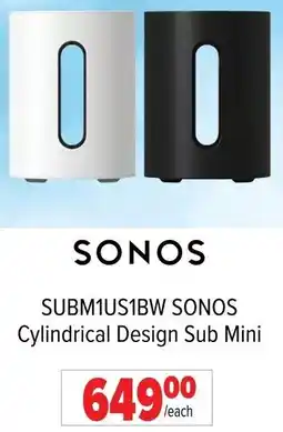 2001 Audio Video SUBM1US1BW SONOS Cylindrical Design Sub Mini offer