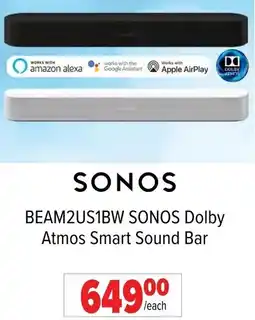 2001 Audio Video BEAM2US1BW SONOS Dolby Atmos Smart Sound Bar offer
