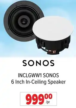 2001 Audio Video INCLGWW1 SONOS 6 Inch In-Ceiling Speaker offer