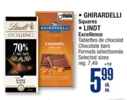 Jean Coutu GHIRARDELLI Squares or LINDT Excellence Chocolate bars offer