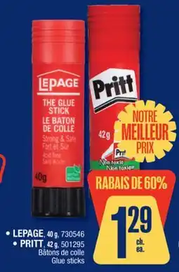 Jean Coutu LEPAGE, 40 g or PRITT, 42 g, Glue sticks offer