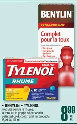 Jean Coutu BENYLIN ou TYLENOL Selected cold, cough and flu products offer