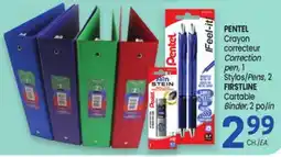 Uniprix PENTEL Crayon correcteur Correction pen, 1 Stylos/Pens, 2 FIRSTLINE Cartable Binder, 2 po/in offer