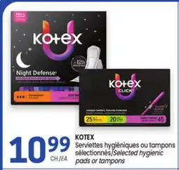 Uniprix KOTEX Serviettes hygiéniques ou tampons sélectionnés/Selected hygienic pads or tampons offer