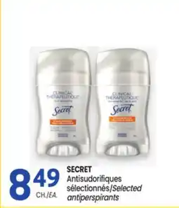 Uniprix SECRET Antisudorifiques sélectionnés/ Selected antiperspirants offer